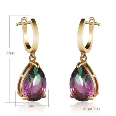 Fashion Gradient Color Cubic Zirconia Drop Shape Engagement Earings