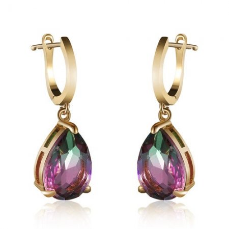 Fashion Gradient Color Cubic Zirconia Drop Shape Engagement Earings
