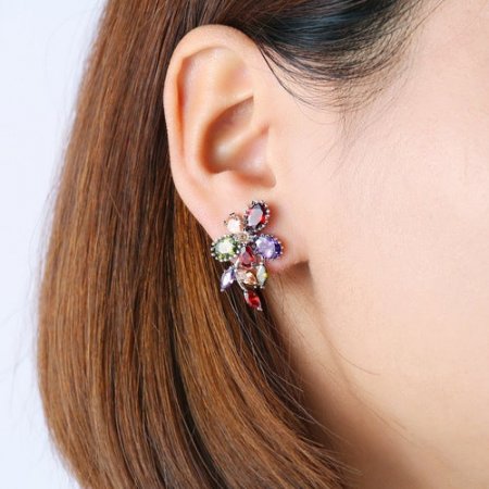 Fashion Multicolor Cubic Zirconia Drop Shape Engagement Earrings