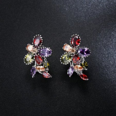 Fashion Multicolor Cubic Zirconia Drop Shape Engagement Earrings