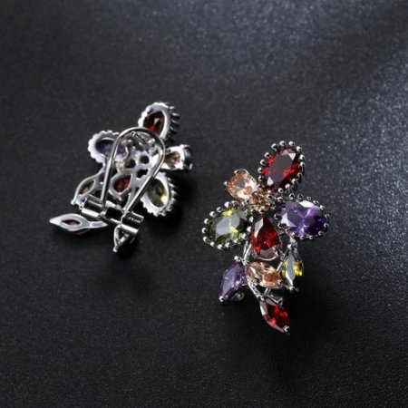 Fashion Multicolor Cubic Zirconia Drop Shape Engagement Earrings