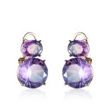 Fashion Purple Gradient Color Cubic Zirconia Drop Shape Engagement Earings