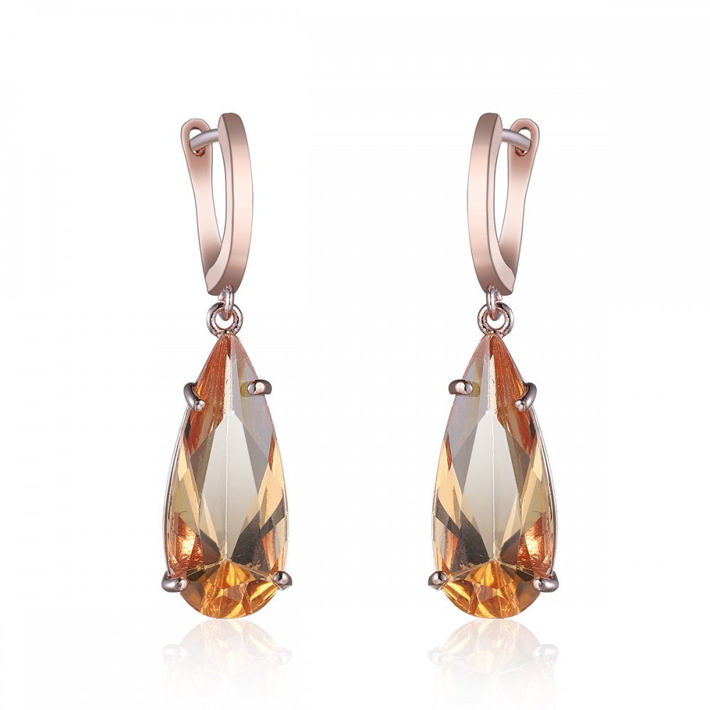 Fashion Rose Gold Cubic Zirconia Drop Shape Engagement Earings