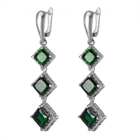 Fashion Tassel Earrings Chain 925 Sterling silver Stackable Square Cut Earrings