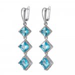 Fashion Tassel Earrings Chain 925 Sterling silver Blue Earrings