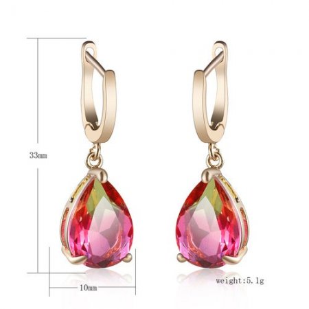 Fashion Yellow Red Color Cubic Zirconia Drop Shape Engagement Earings