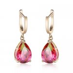 Fashion Yellow Red Color Cubic Zirconia Drop Shape Engagement Earings