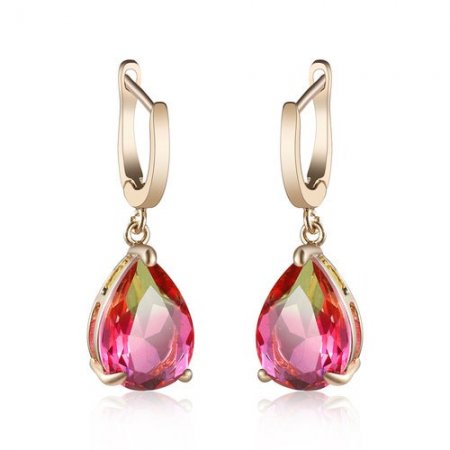 Fashion Yellow Red Color Cubic Zirconia Drop Shape Engagement Earings