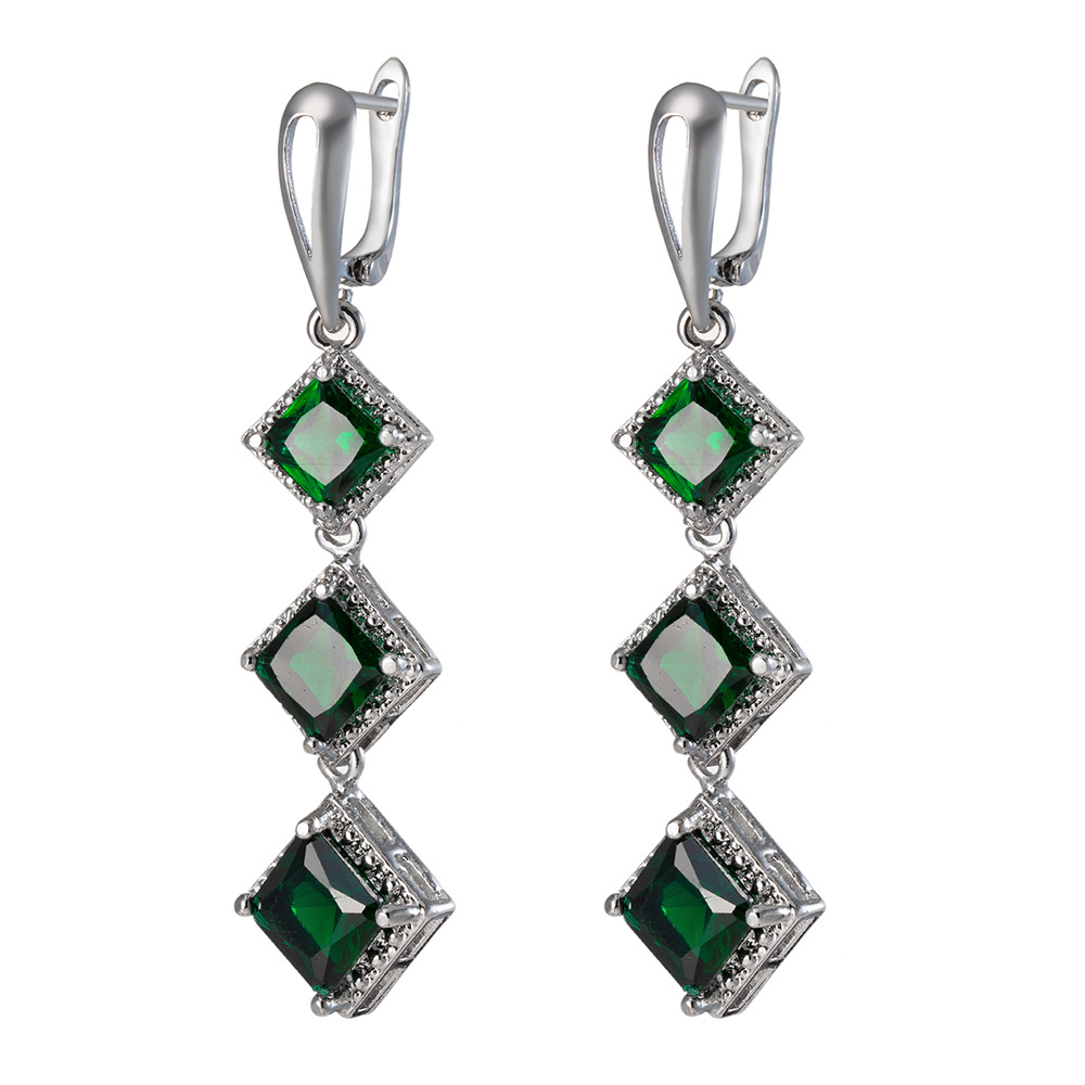Fashion Tassel Earrings Chain 925 Sterling silver Stackable Square Cut Earrings
